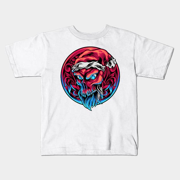 Abstract Skull Christmas With Ornament Fantasy Artsy Style Kids T-Shirt by sorashop